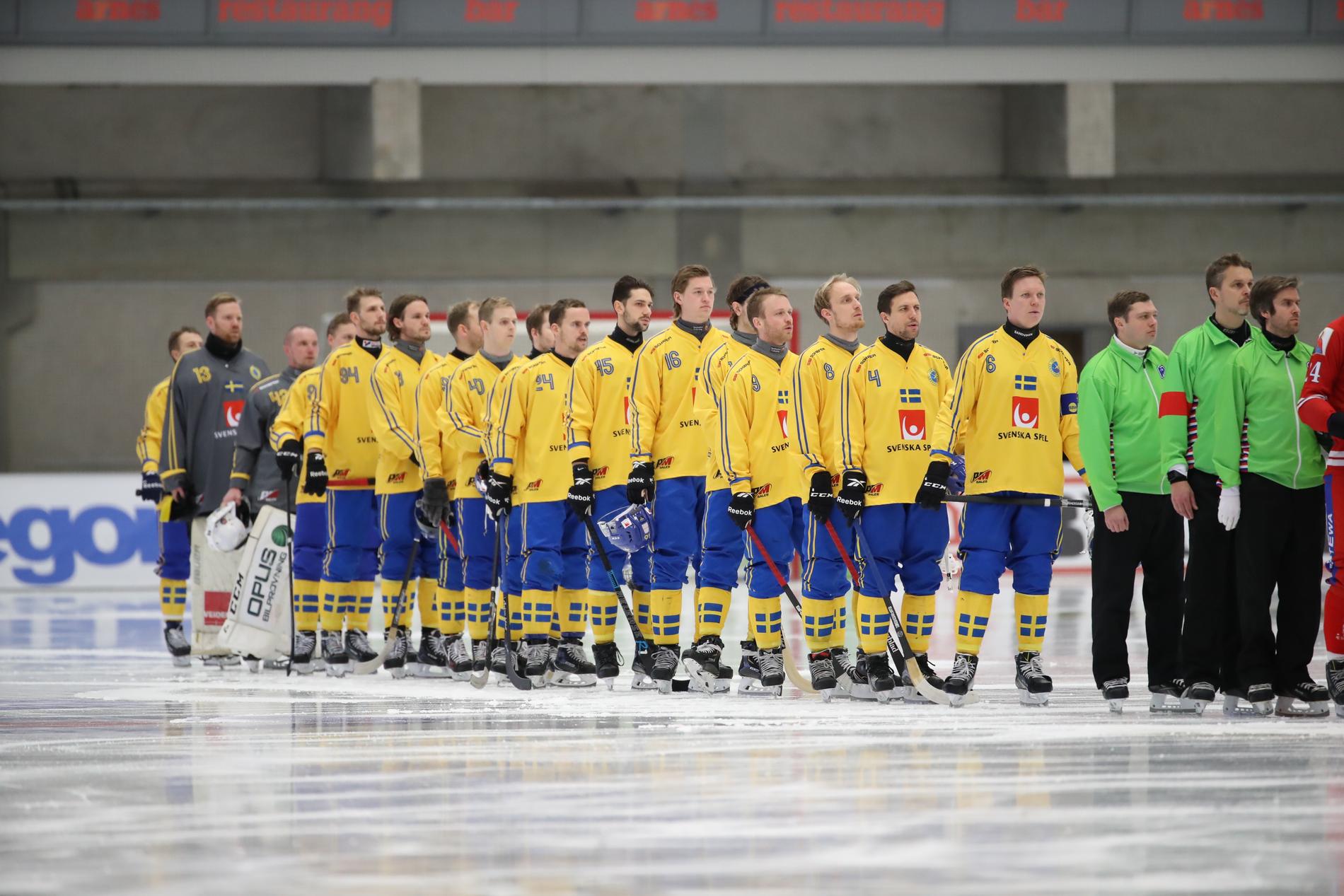 De svenska bandyherrarna lär inte spela VM i Ryssland i oktober. Arkivbild.