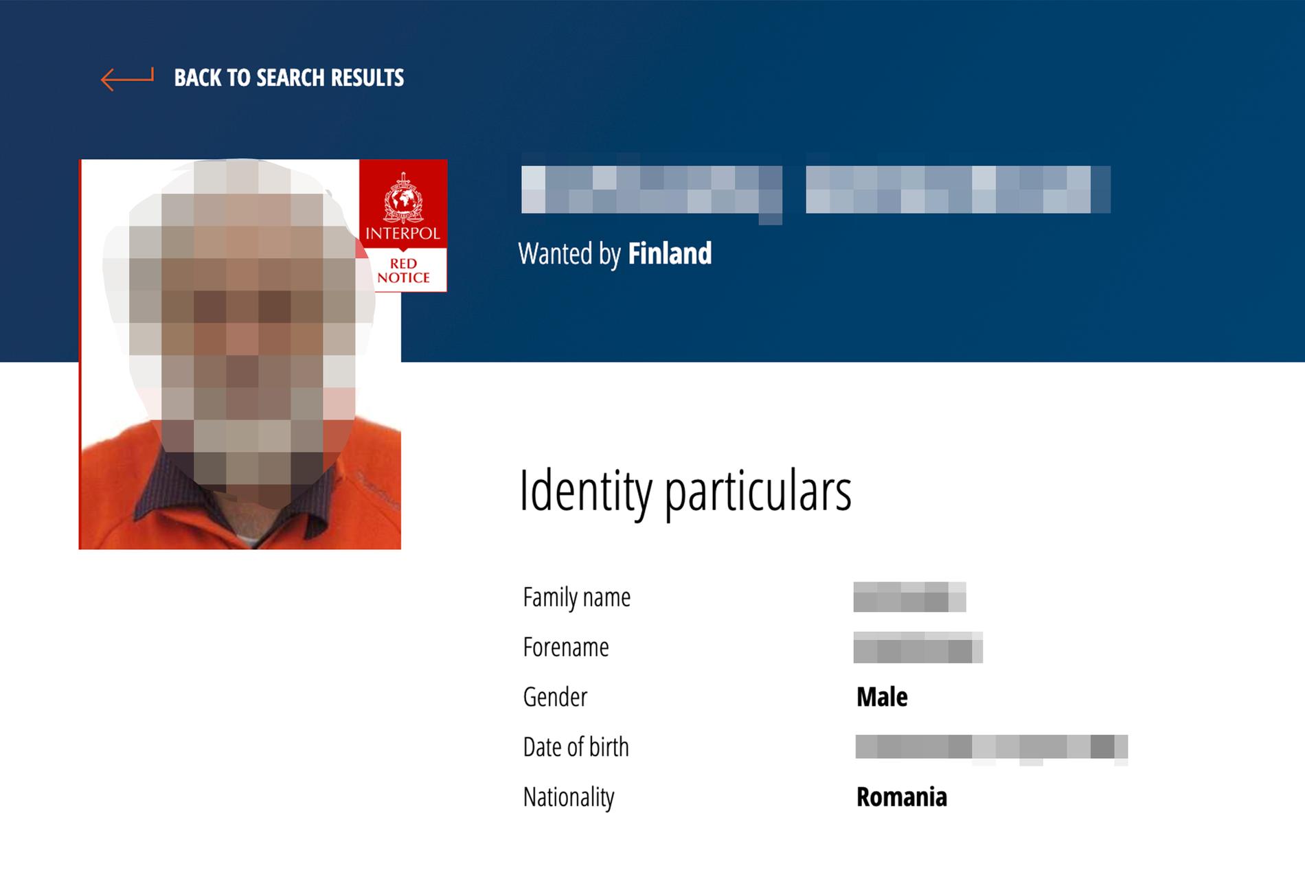 Mannen var internationellt efterlyst av Interpol i bland annat Finland.