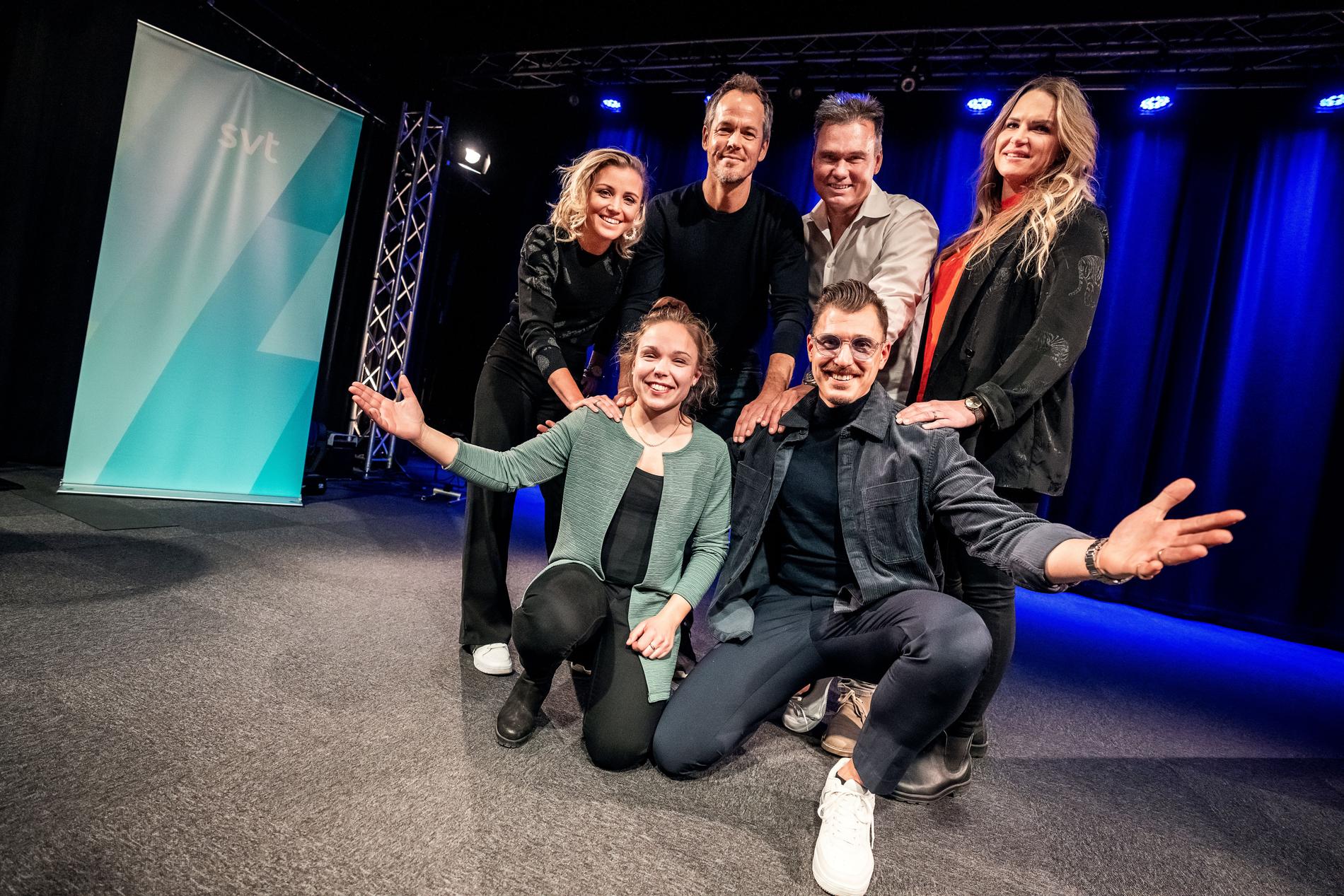  Joanna Stillman, Magnus Norman, Patrik Järbyn, Frida Wallberg, Sofia Loft och Henric Stillman under en pressträff för SVT:s Mästarnas mästare 2022