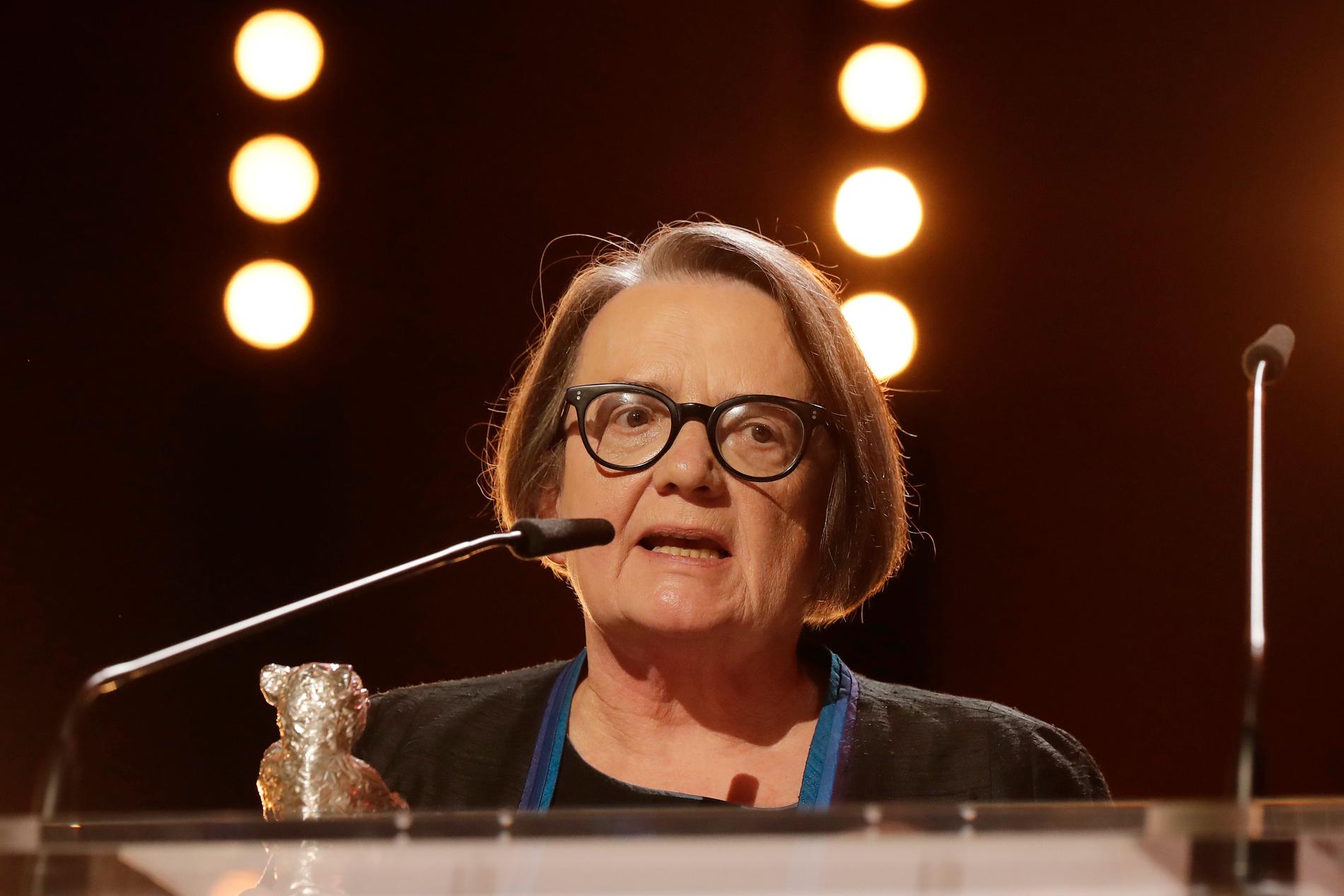 Regissören Agnieszka Holland, som 2017 fick en Silverbjörn på filmfestivalen i Berlin (bilden) fortsätter att kritisera den polska regeringen. Arkivbild.