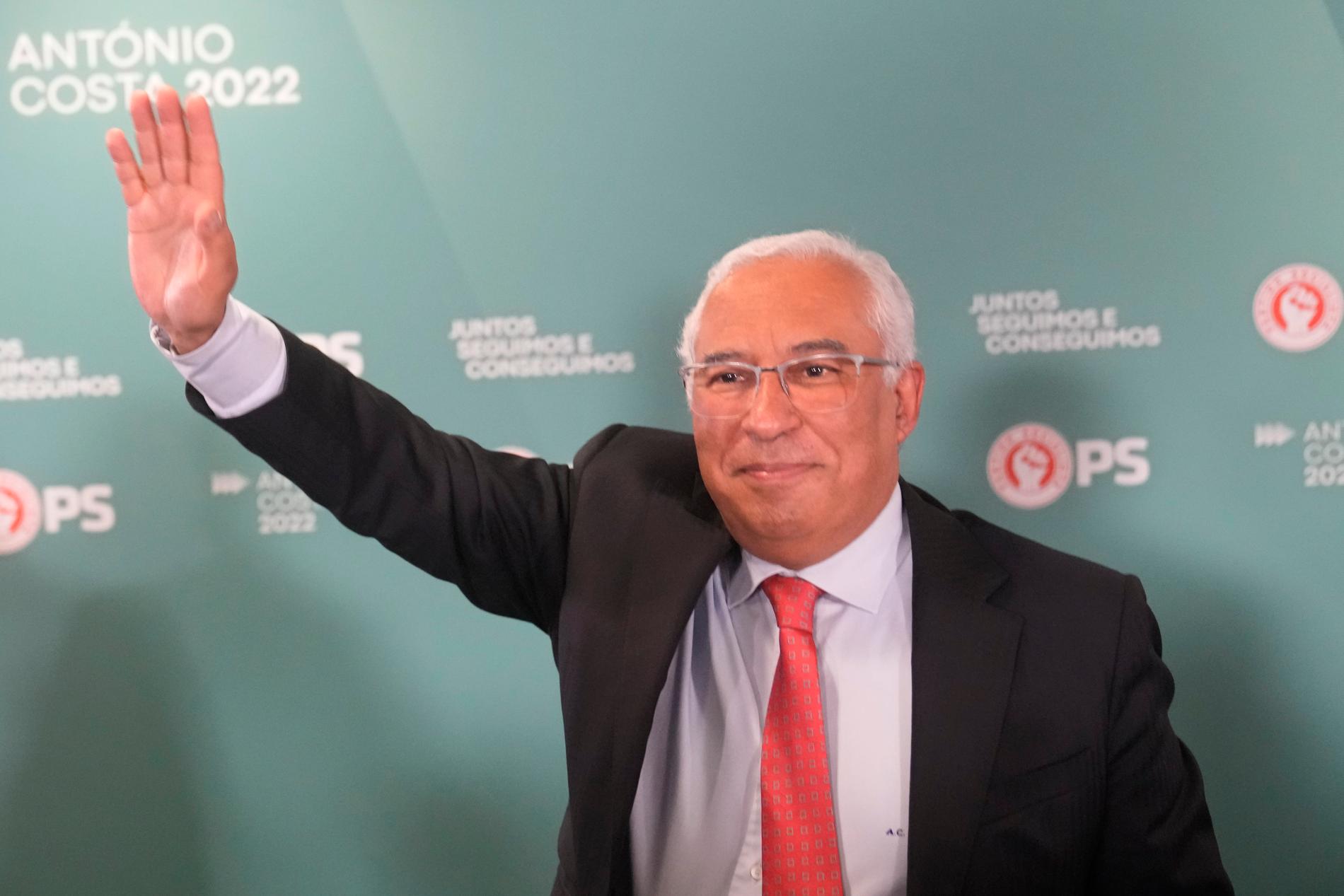 António Costas socialistparti fick över 40 procent av rösterna i det portugisiska valet på söndagen.