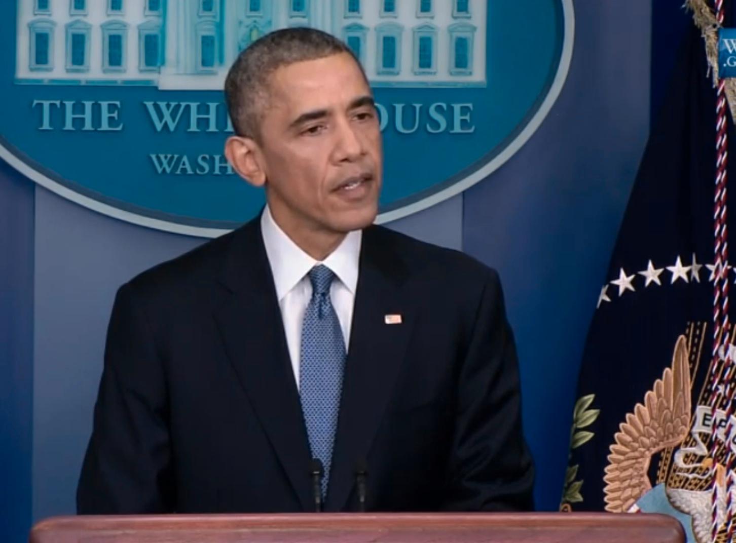 Barack Obama pekade under en presskonferens på fredagen ut Nordkorea som ansvarig för cyberattacken och uppgav att USA tänker svara på aggressionen.