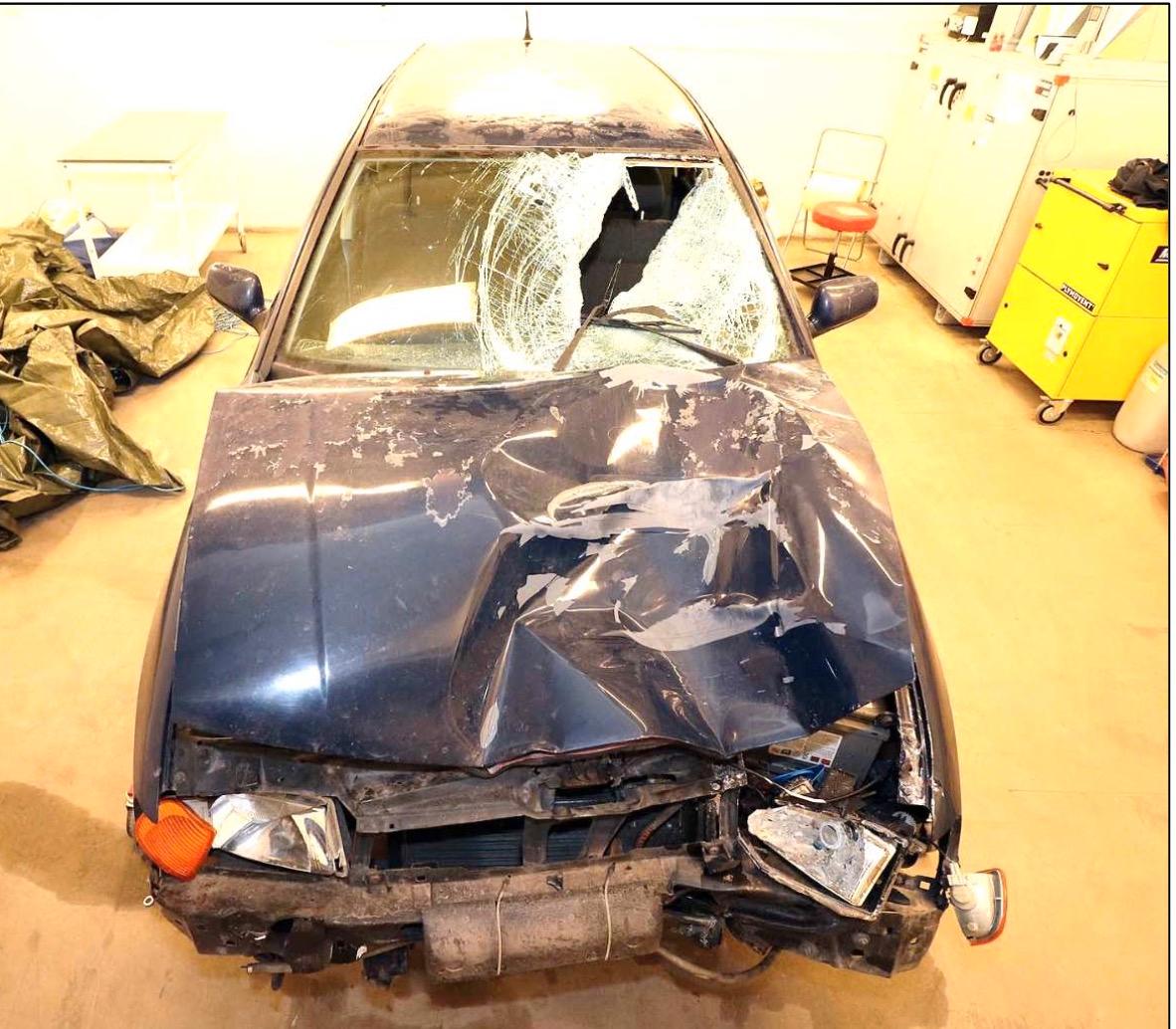 Här är den 50-årige mannens bil, som han körde ihjäl Elsa Englund med. Bilen var både avställd och hade körförbud. 