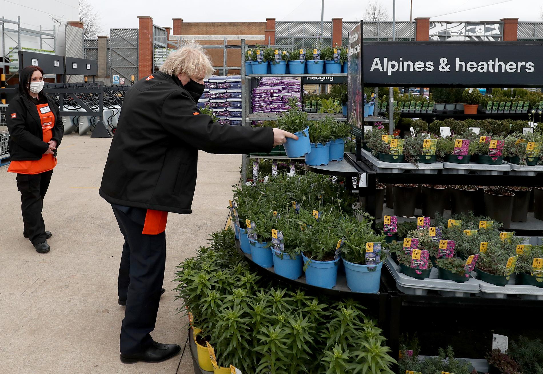 I April har premiärministern även hunnit med ett besök i Middlesbrough. Här kikandes på plantor i ett trädgårdscenter.
