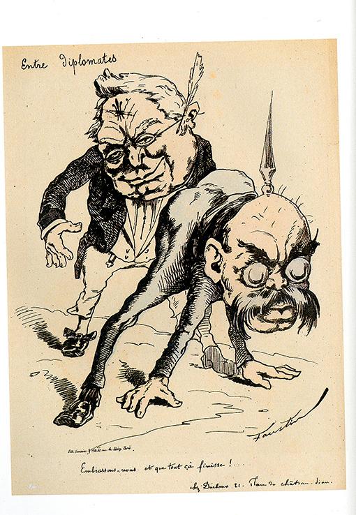 Karikatyr som föreställer Adolphe Thiers och Otto von Bismarck.