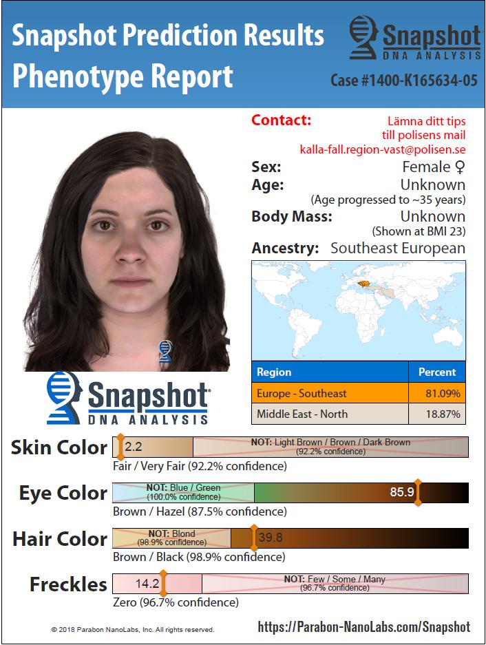 Så här kan Marie Johanssons mördare ha sett ut vid mordtillfället, enligt den fantombild som togs fram med DNA-teknik.