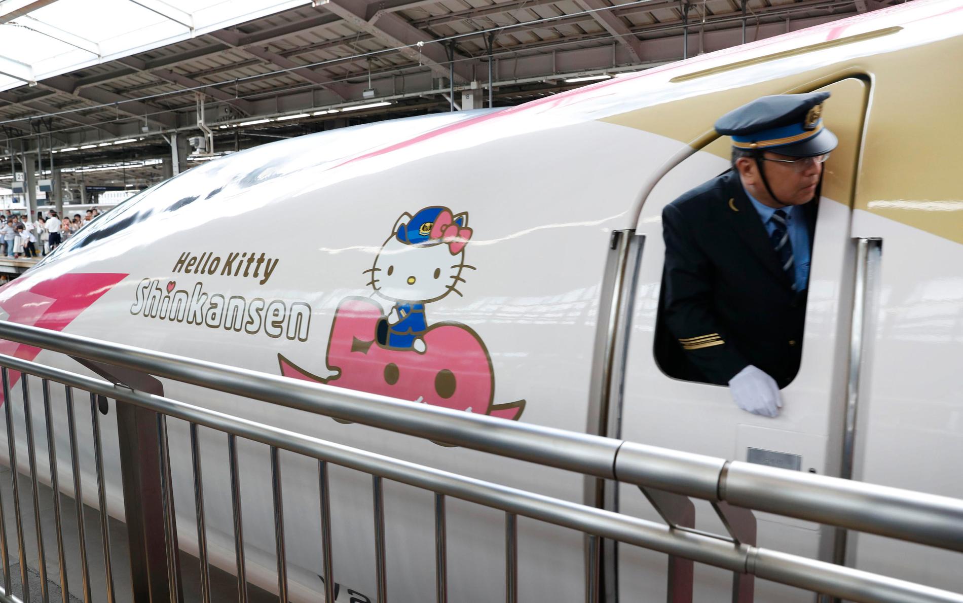 Självklart finns Hello Kitty på japanska snabbtåg. Arkivbild.
