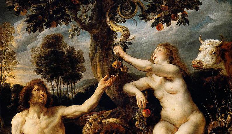Adam och Eva  – målning från 1600-talet (beskuren).