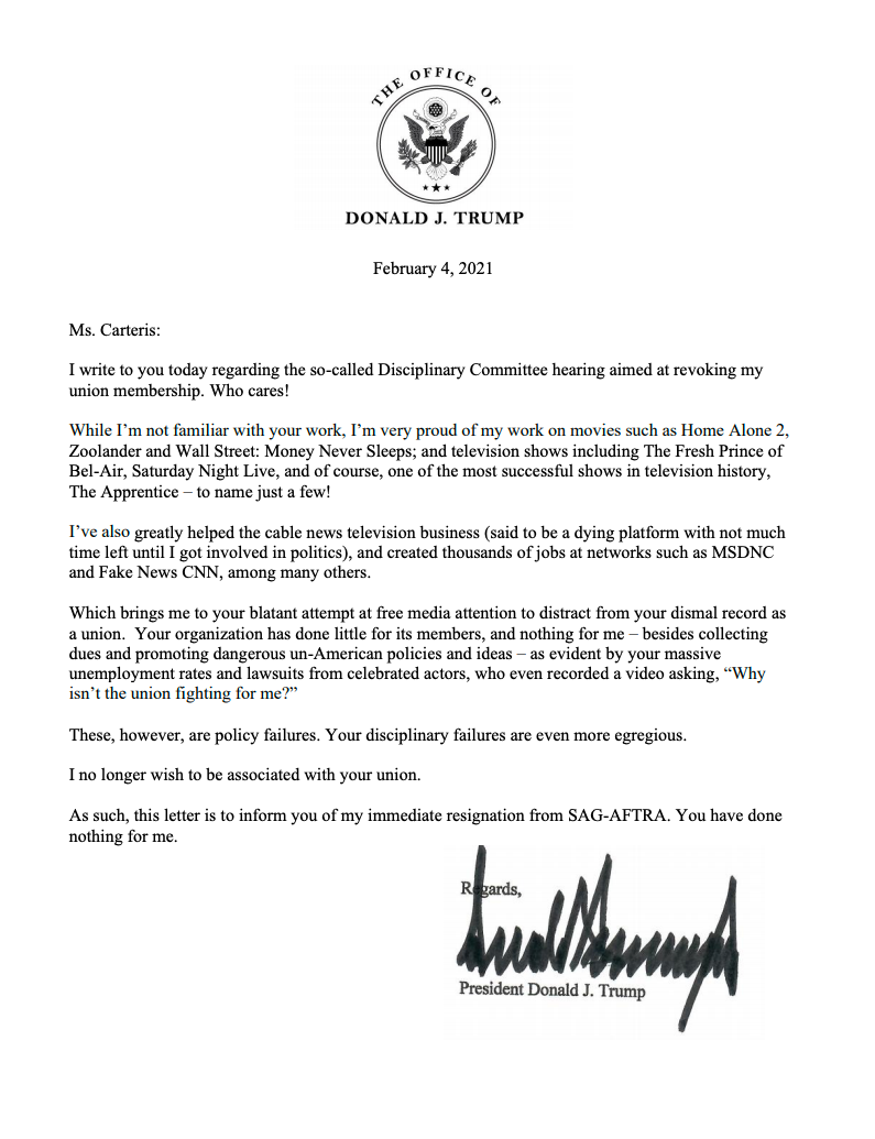 Trumps brev.