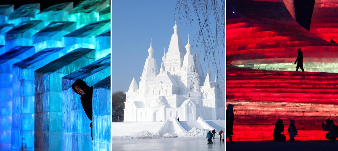 Isfestivalen i Harbin bjuder på spektakulära skulpturer. 