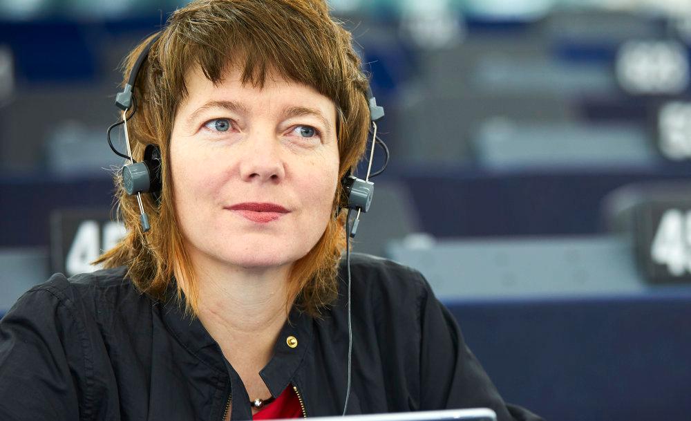Vänsterpartiets Malin Björk i EU-parlamentet. Arkivbild.