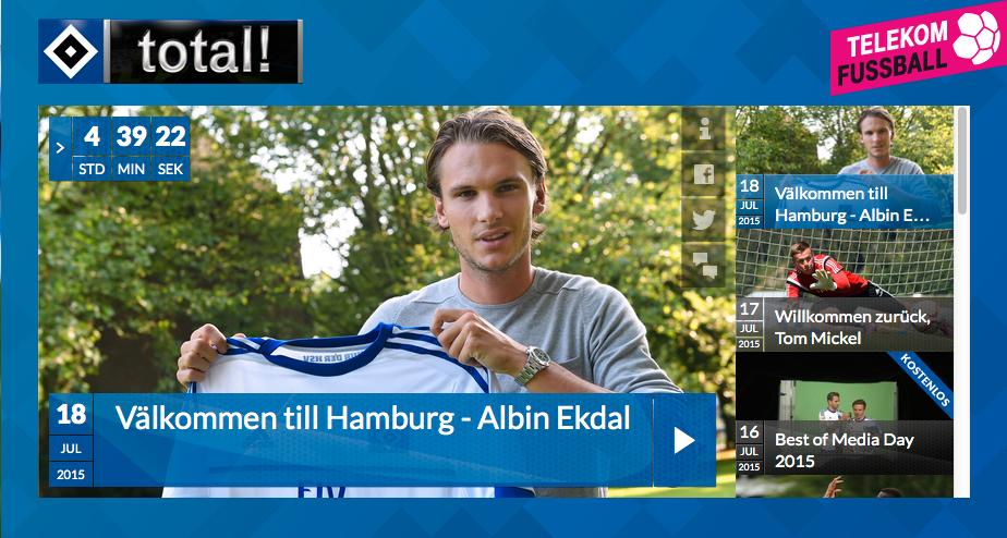 Albin Ekdal presenteras på klubbens hemsida
