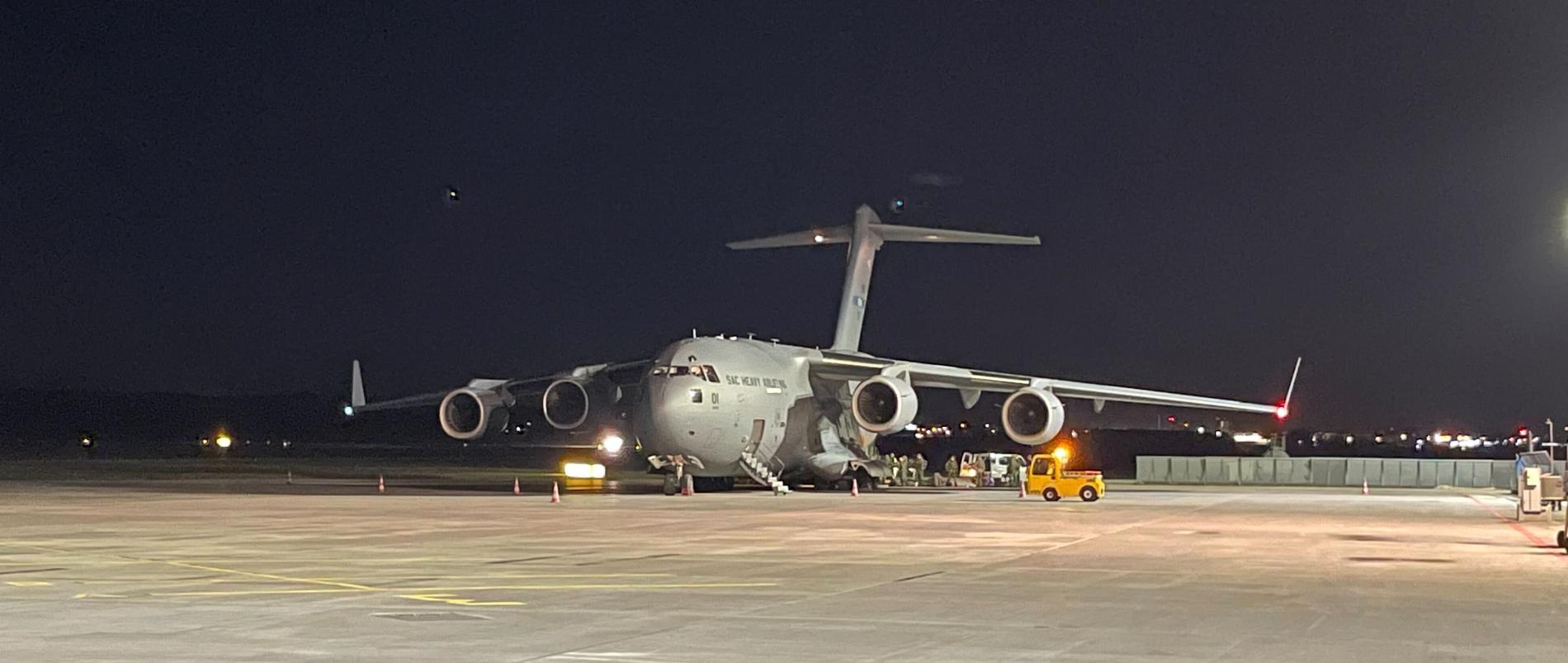Ett amerikanskt C 17-plan landade igår kväll på Visbys flygplats, lastat med soldater från Norrbottens regemente I 19.