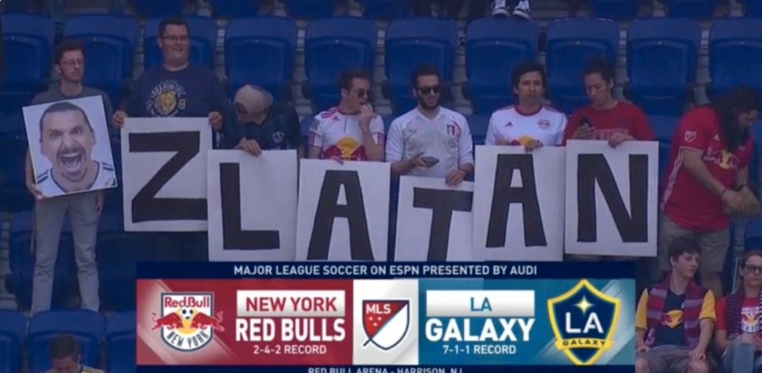 NY Red Bulls-supportrar med Zlatan-hyllning