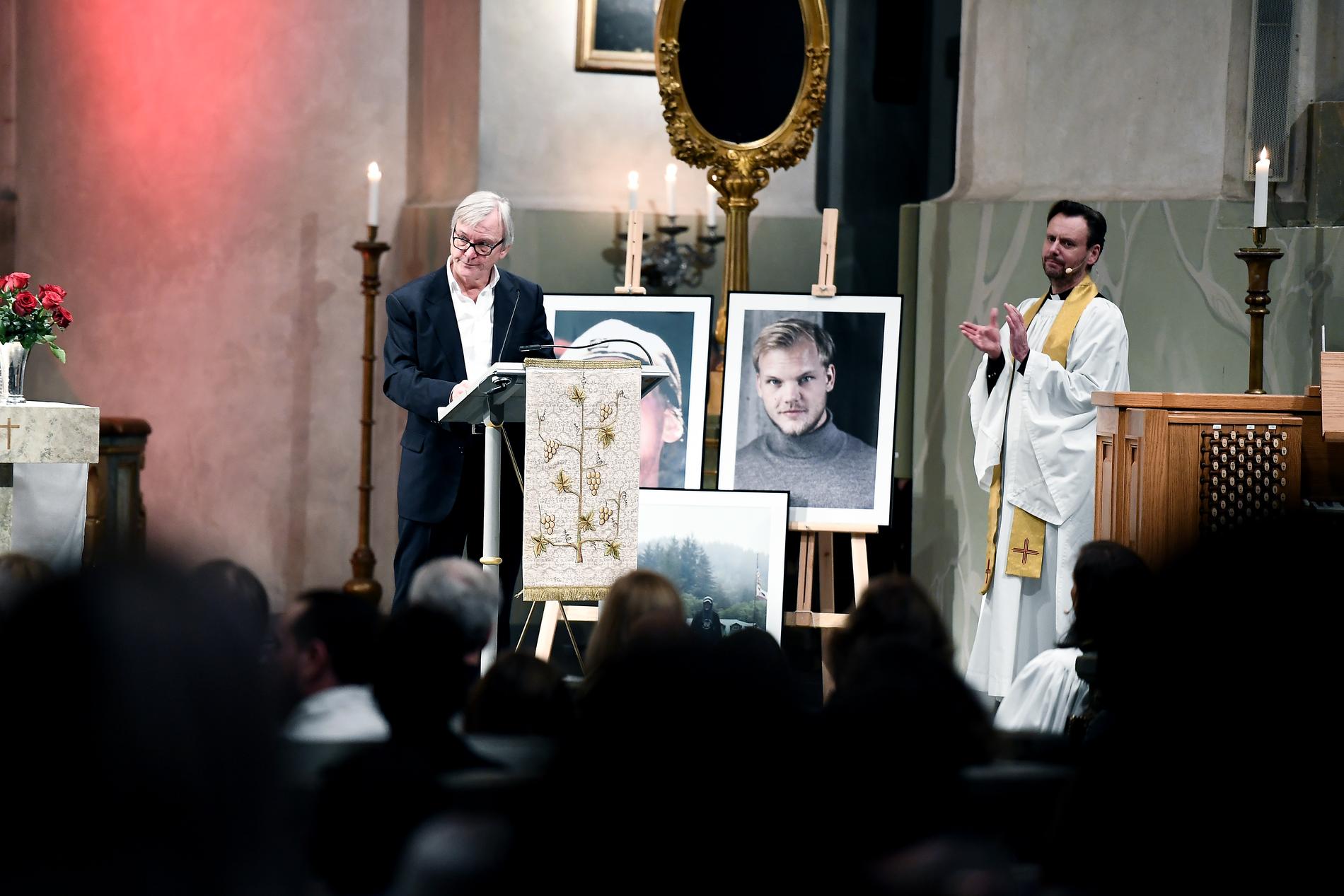 Klas Bergling höll tal vid minnesgudstjänsten i Hedvig Eleonora kyrka.