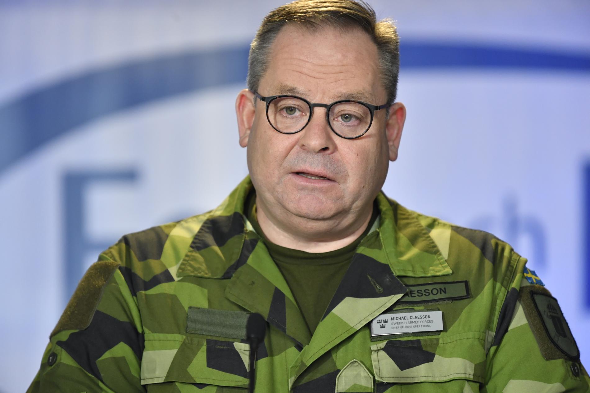Michael Claesson, insatschef vid Försvarsmakten, vid Folk och försvars rikskonferens i Stockholm häromdagen.