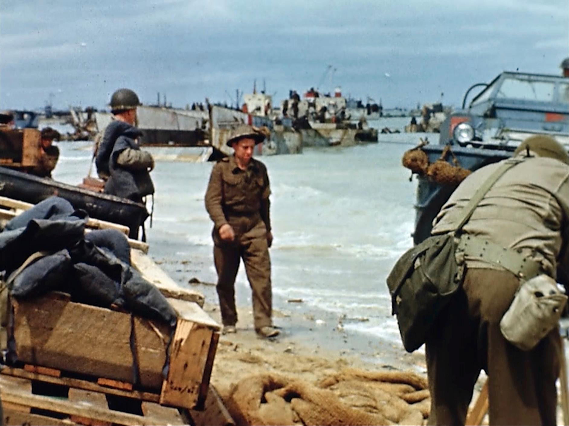 Landstigningen på en strand under dagen D, den 6 juni 1944, i Frankrike.
