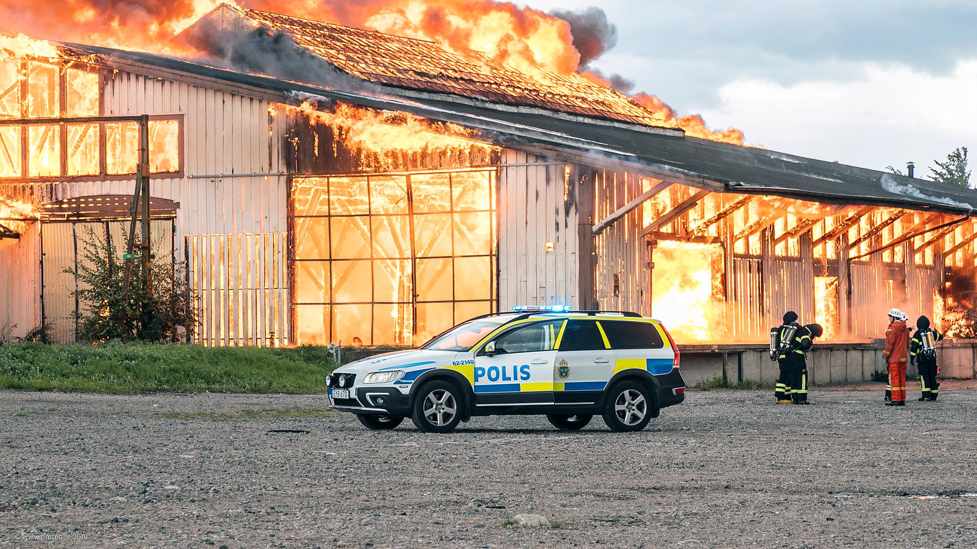 Lagerlokalen i Hässleholm totalförstördes i branden.
