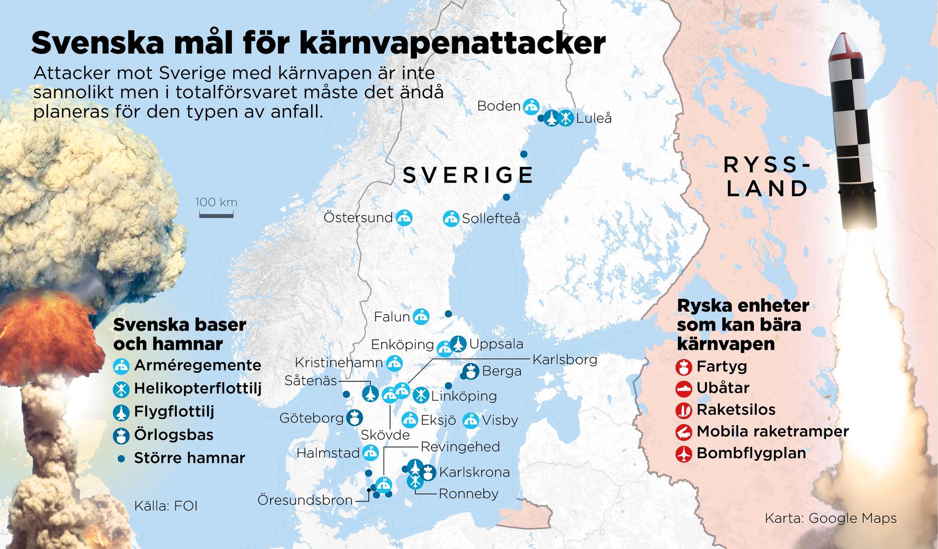 Attacker mot Sverige med kärnvapen är inte sannolikt men i totalförsvaret måste det ändå planeras för den typen av anfall.