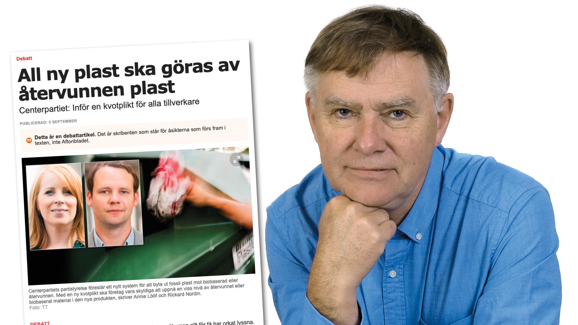 Centerpartiets förslag visar att man inte på något sätt är i fas med vad som svensk plastindustri arbetar med och än mindre har förståelse för plastens roll i ett cirkulärt samhälle. Replik från Lennart Johansson, Svensk plastindustriförening.