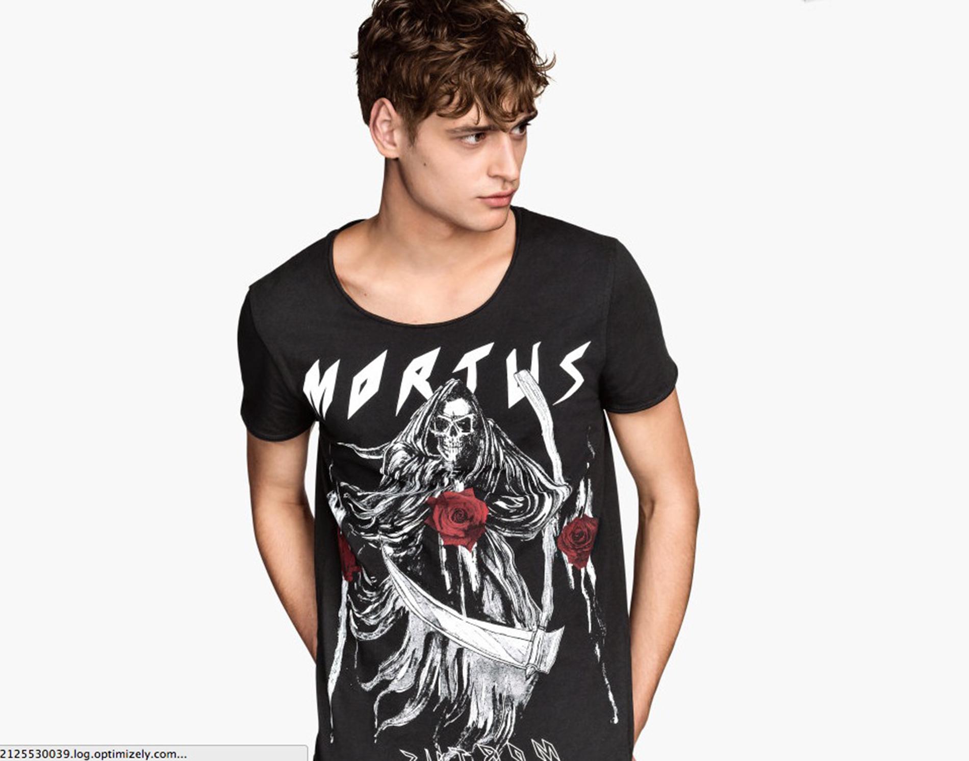 ”Mortus” heter ett av banden som H&M:s designers uppfann för rocktröjorna.