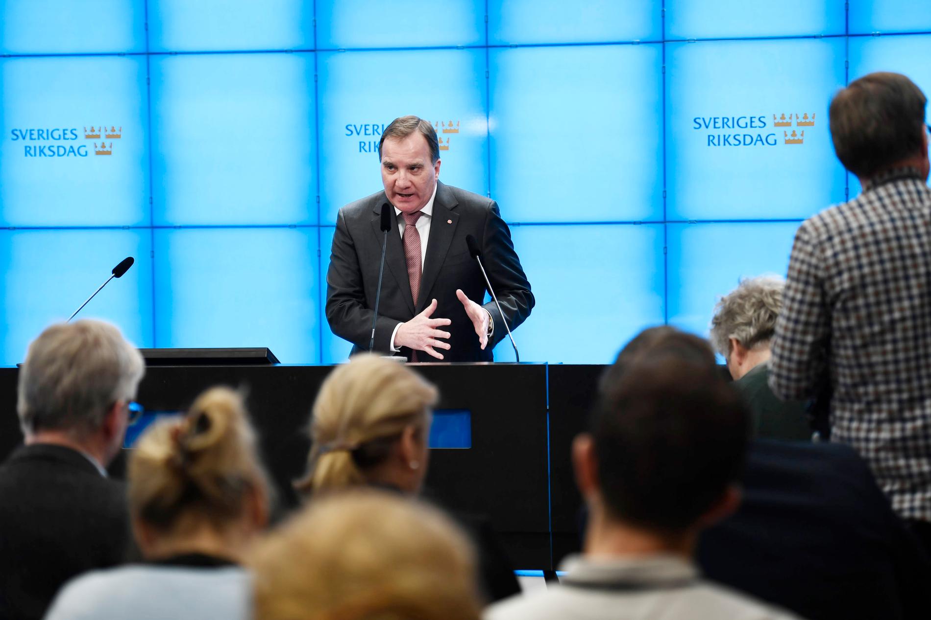 Stefan Löfven håller presskonferens efter mötet med talmannen