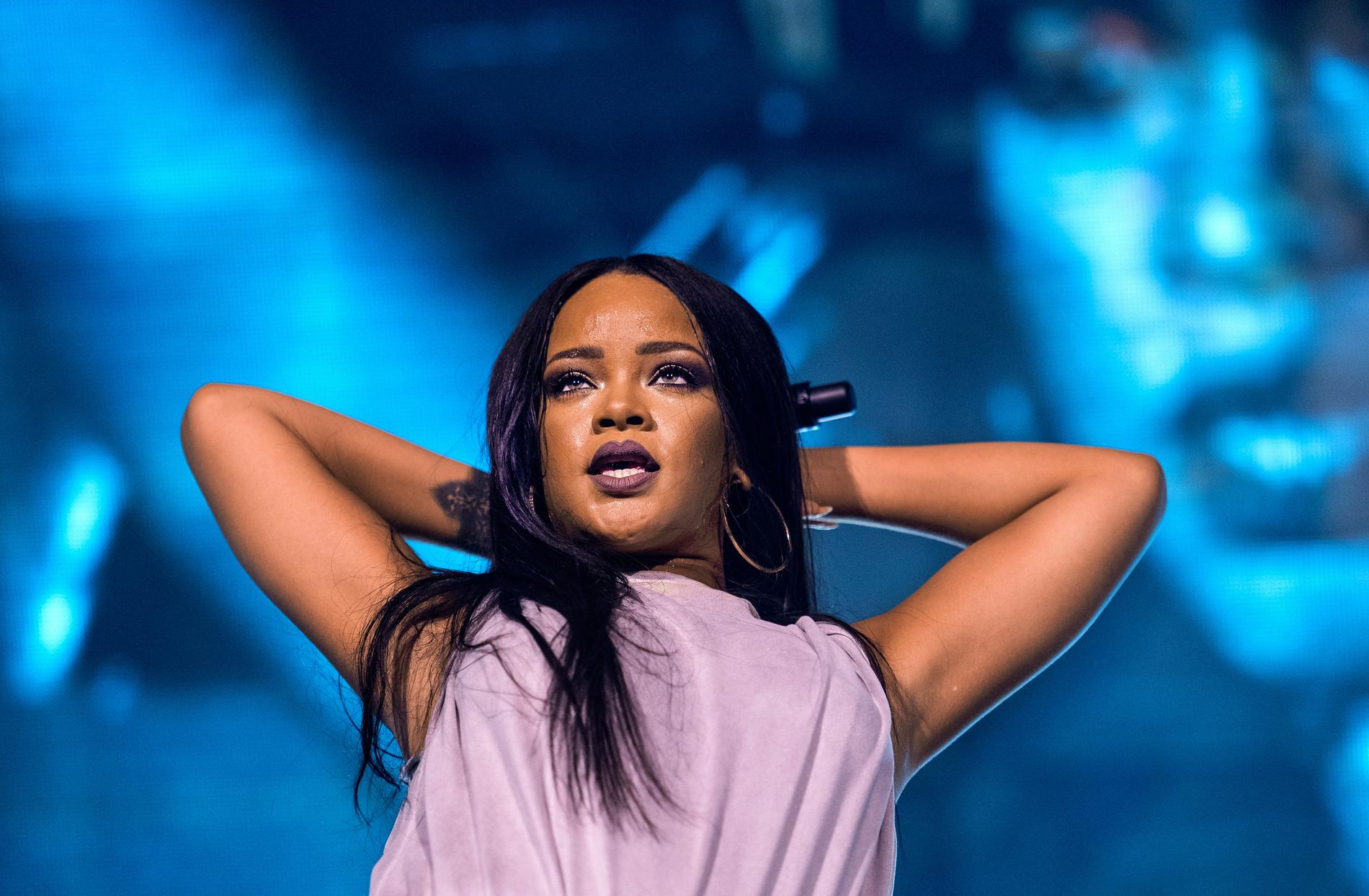 Rihanna under sin konsert i Stockholm tidigare i sommar.