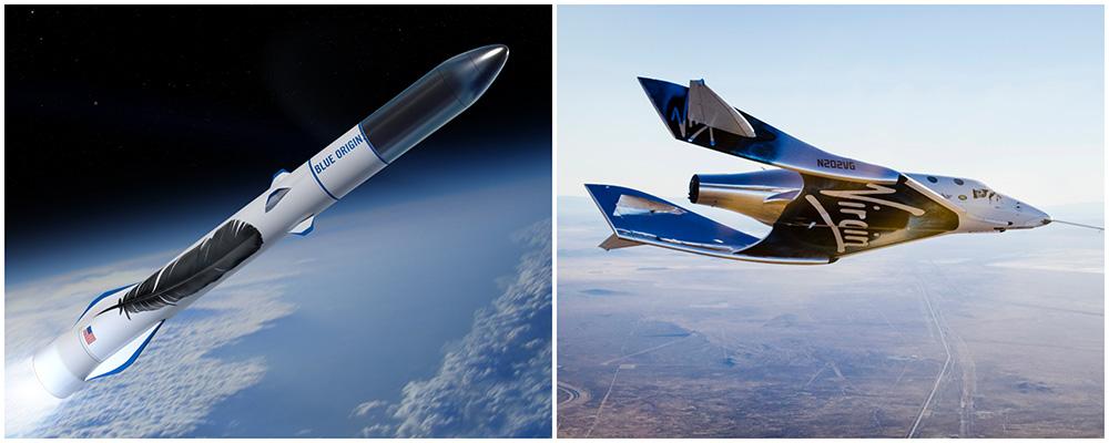 Virgin Galactic och Blue Origin tävlar om vem som först kan ta med turister på en rymdresa. 