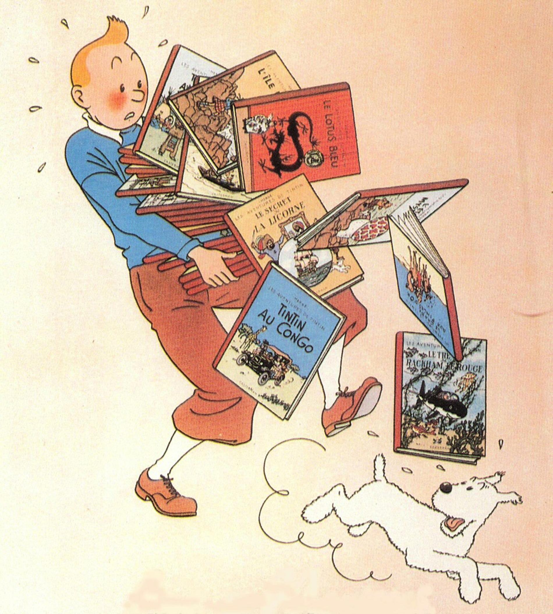 Tintin med sin hund Milou.