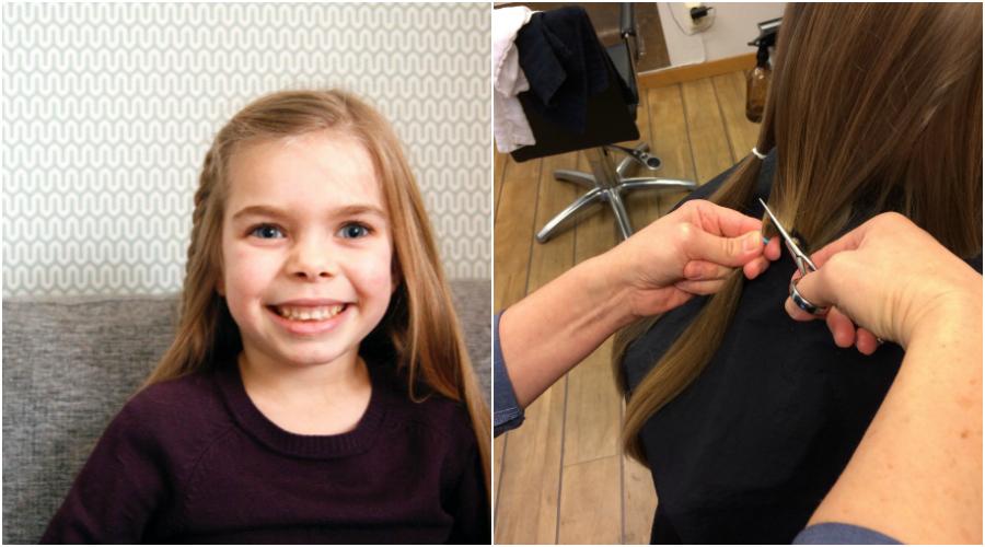 Liv klippte av sig sitt hår för att donera till Barncancerfonden. Se förvandlingen i bildspelet.