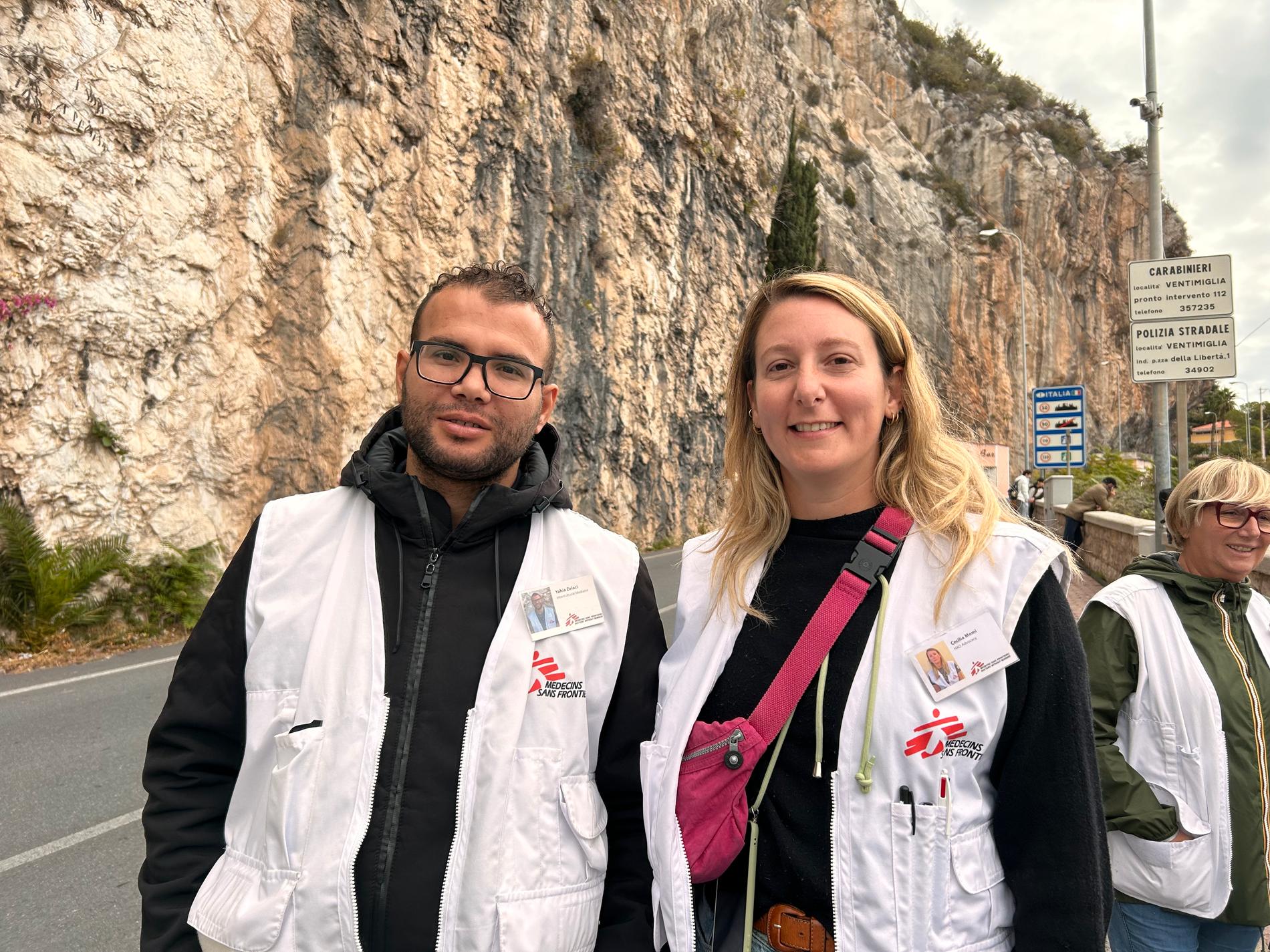 Yahia Zelaci och Cecilia Momi arbetar båda åt Läkare utan gränser i Ventimiglia.
