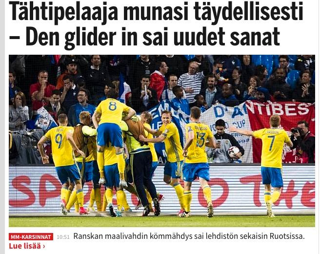 Finska Ilta Sanomat: ”Stjärnan gjorde en jättetavla – Den glider in fick en ny innebörd”