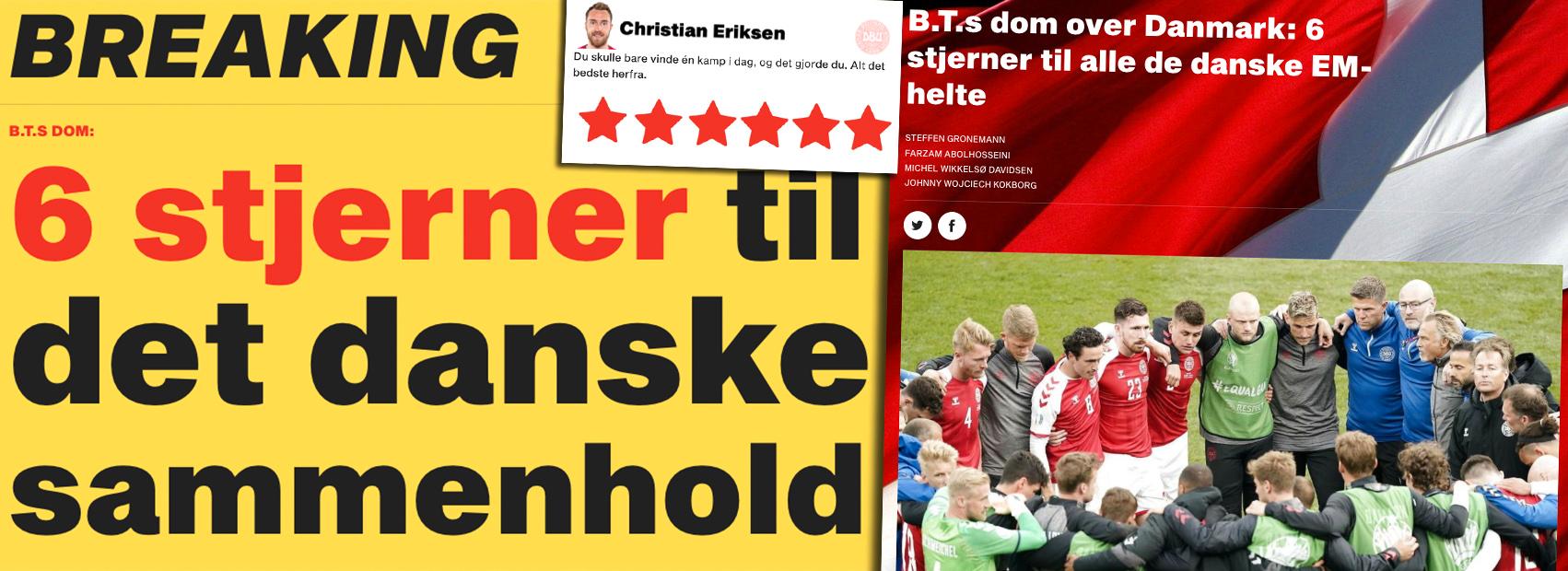 Danska tidningen BT gav högsta betyg till alla spelare efter matchen mot Finland.