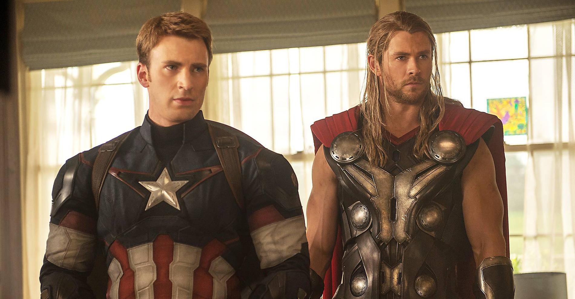 Captain America (Evans) och Thor (Hemsworth).