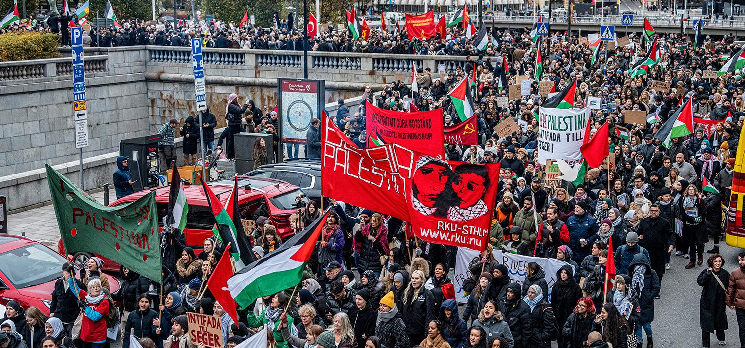 Pro-palestinsk demonstration i Stockholm den 28 oktober förra året.