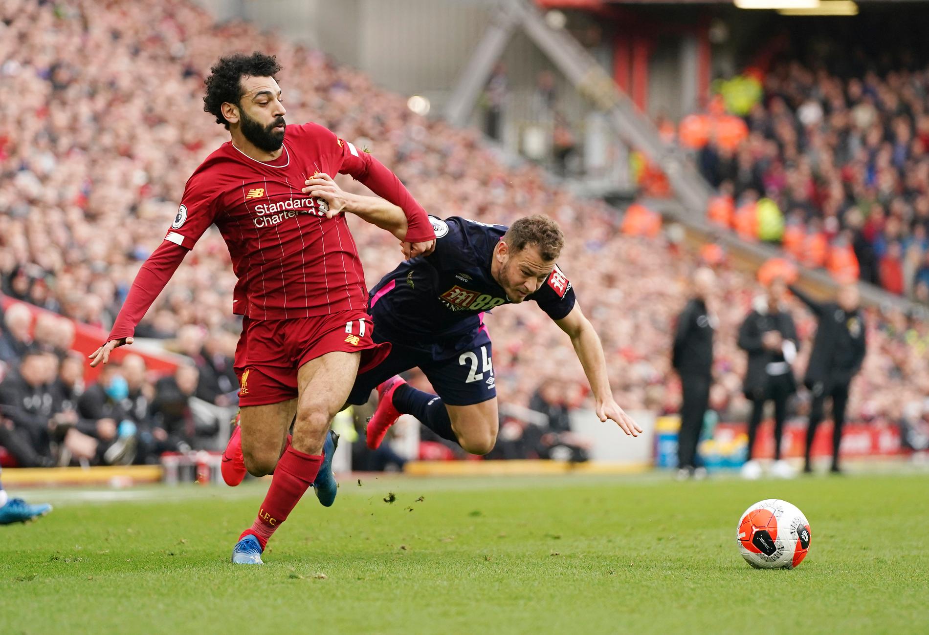 Liverpool-stjärnan Mohamed Salah kvitterade till 1–1 hemma mot Bournemouth.