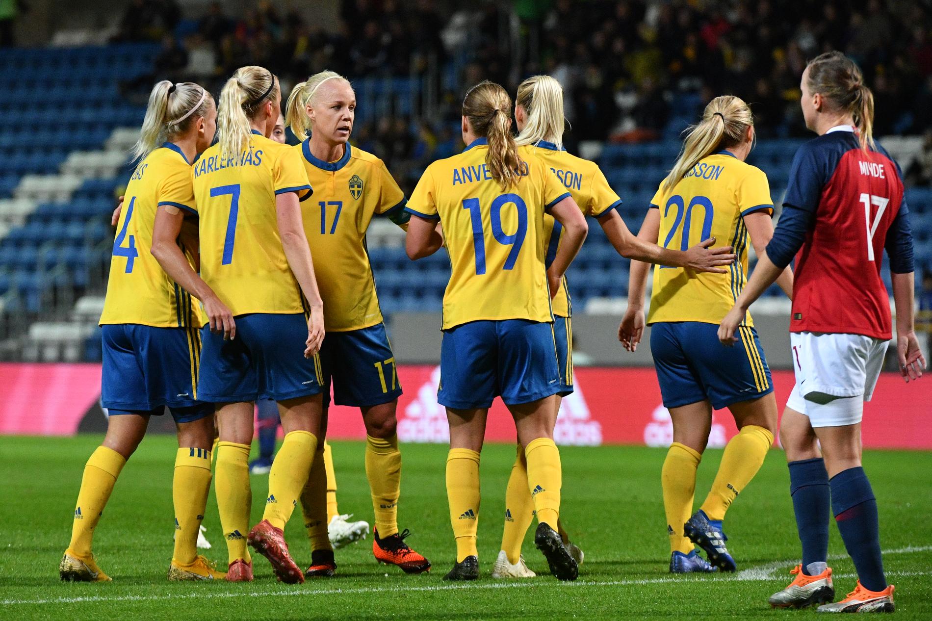 Sverige jublar efter segern mot Norge.