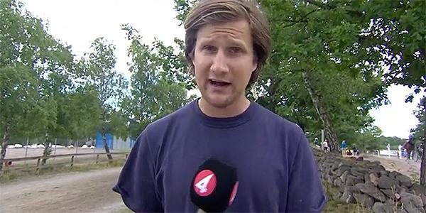 Stallbacksreportern Matteus Lilieborg i V75 Direkt i TV12.
