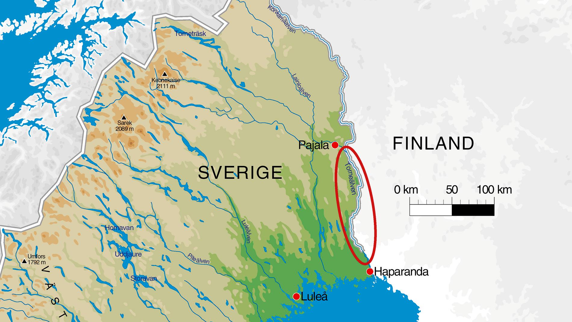 Här utgör Torne älv gräns mot Finland.