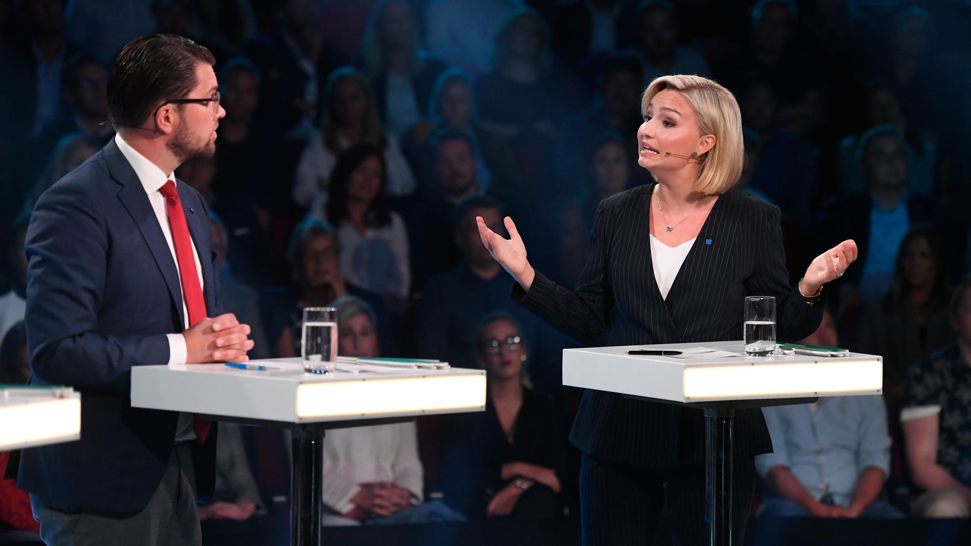 Jimmie Åkesson och Ebba Busch Thor drabbade samman i debatt om  vården. 
