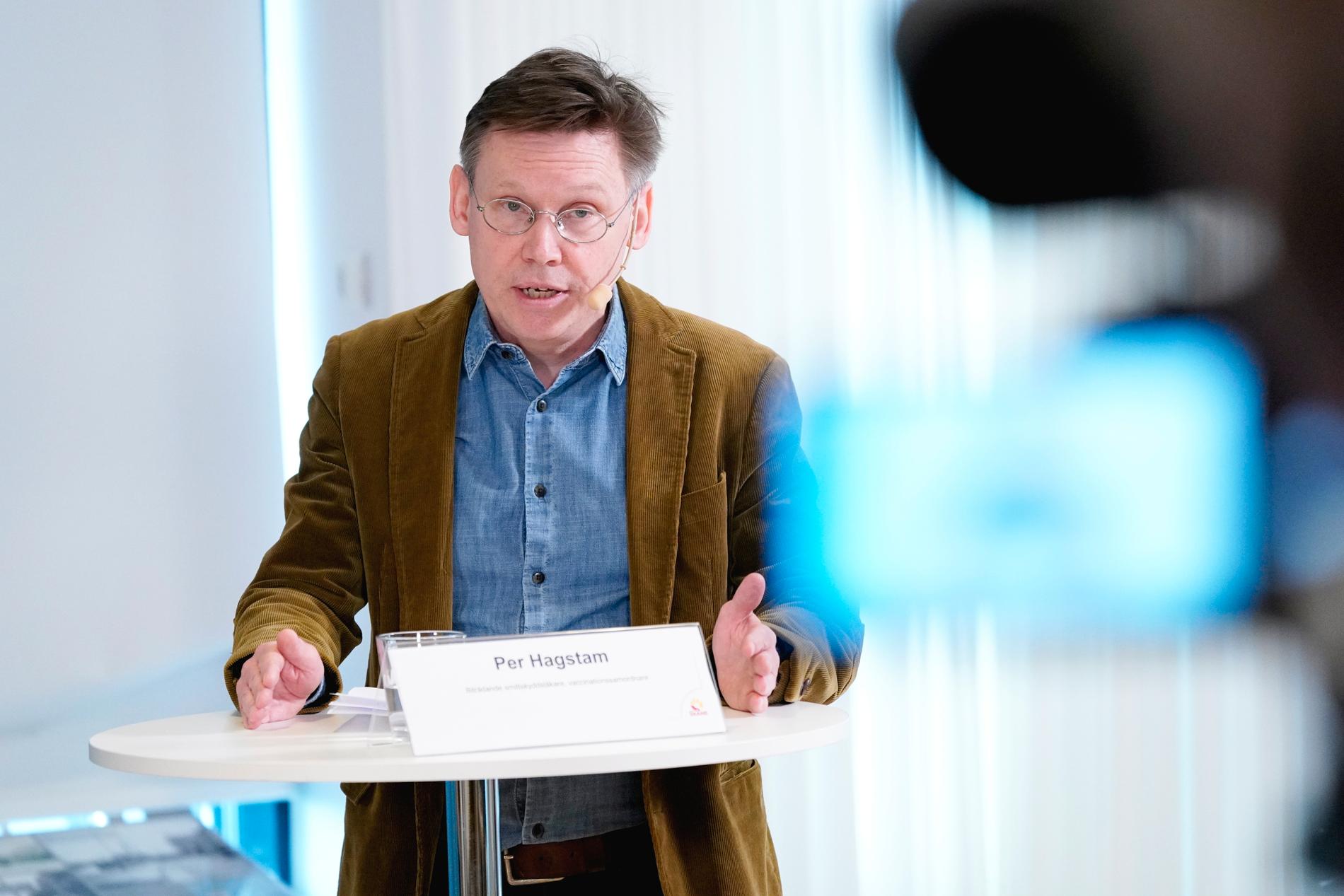 Per Hagstam, biträdande smittskyddsläkare och vaccinationssamordnare, under en presskonferens med Region Skåne i Malmö.