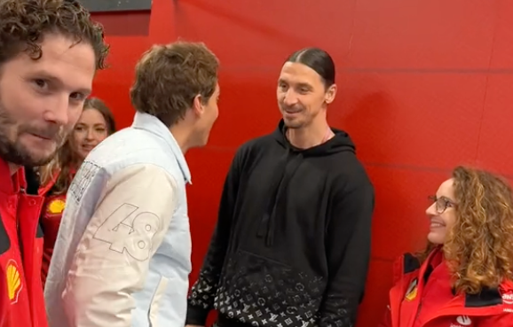 Duplantis och Zlatan träffas under F1-tävlingen i Vegas.