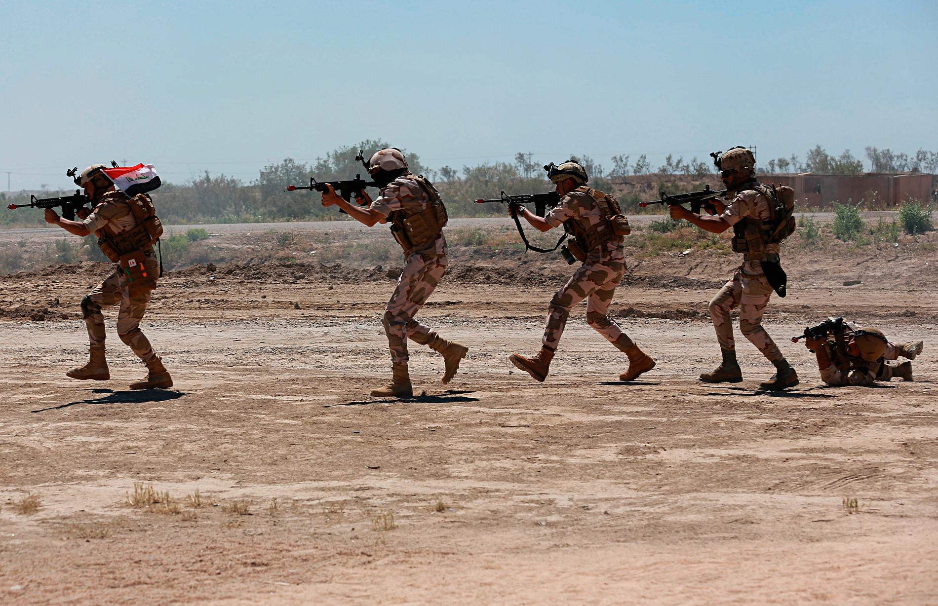 Utbildningsstyrkor från Australien och Nya Zeeland tränar irakiska soldater. Sverige har nu avbrutit sin utbildningsinsats på grund av ökade spänningar i regionen.