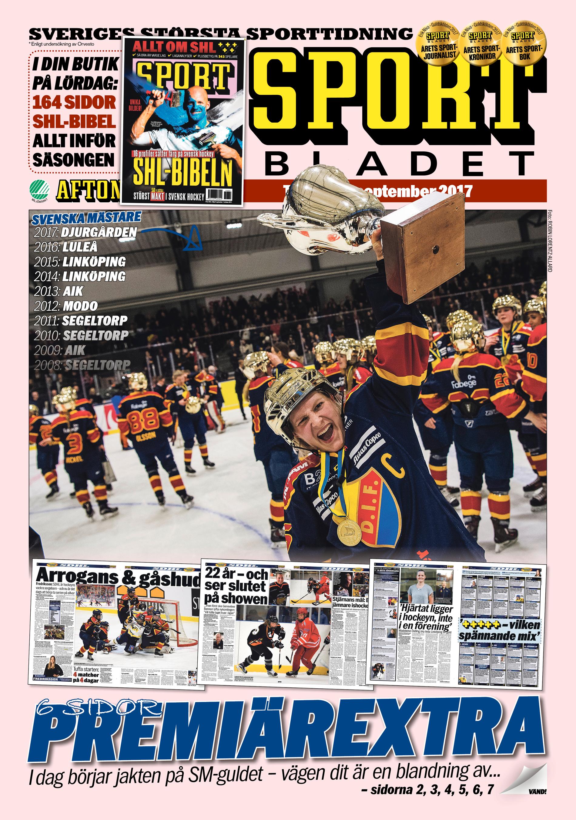 Sportbladets SDHL-satsning 7 september.
