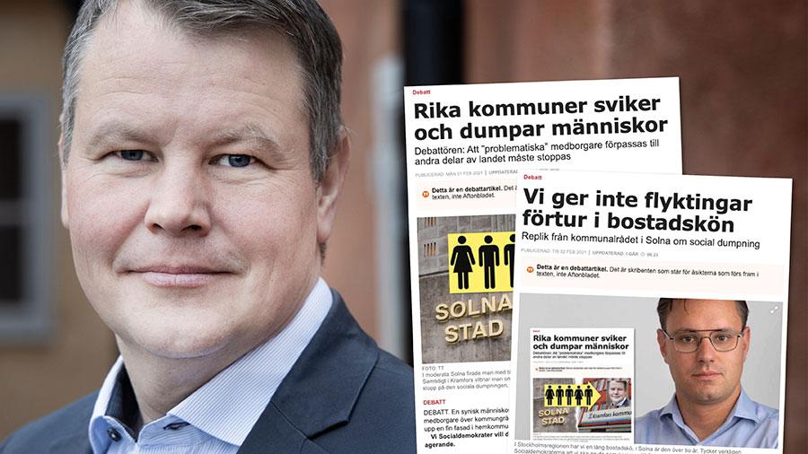 Moderaterna i Solna vet mycket väl att det inte endast rör sig om nyanlända som rika kommuner förpassar till andra delar av landet. Slutreplik från Johan Löfstrand.