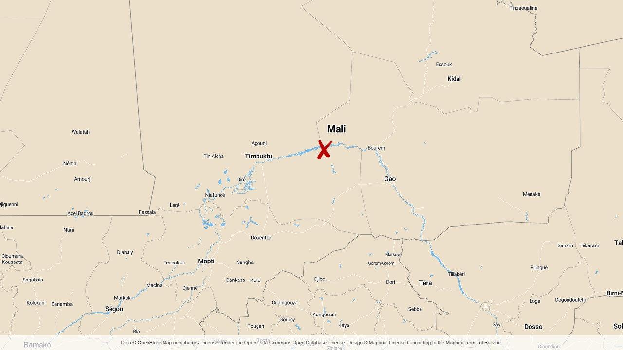 Runt 20 maliska soldater har dödats i en attack i staden Bamba.