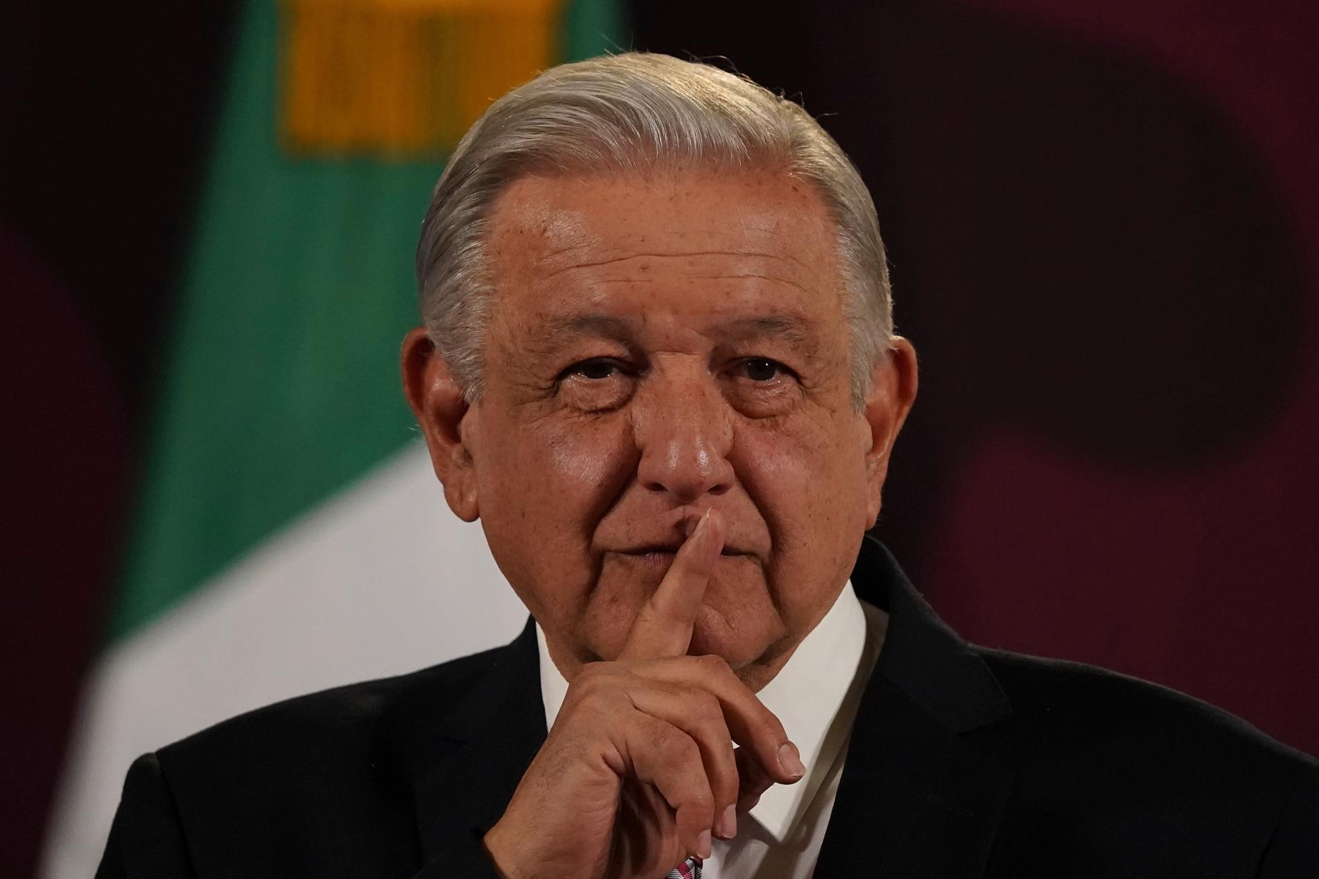 Mexikos president Andrés Manuel López Obrador håller dagliga presskonferenser. Arkivbild.