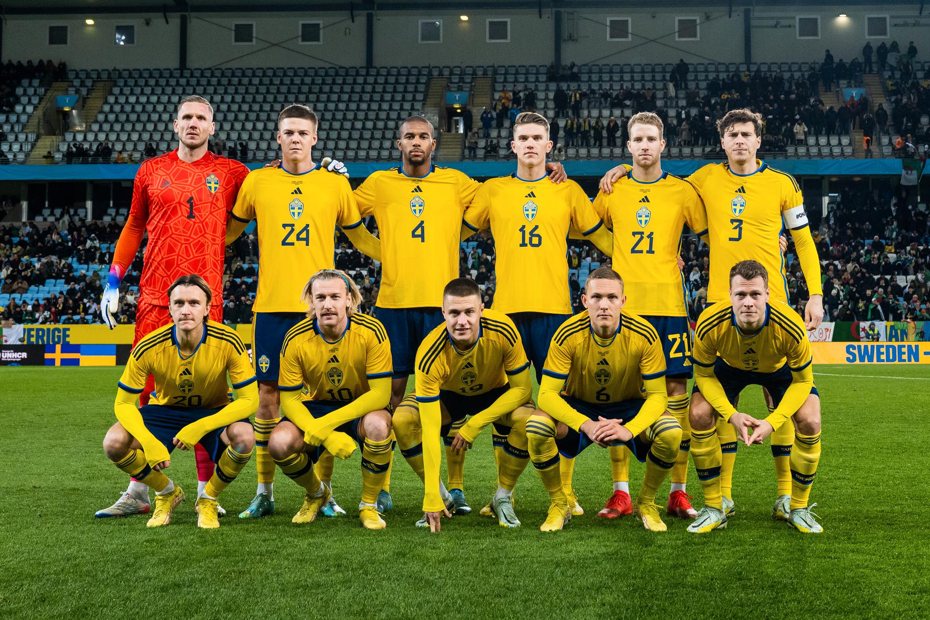 Sveriges startelva i träningsmatchen mot Algeriet.