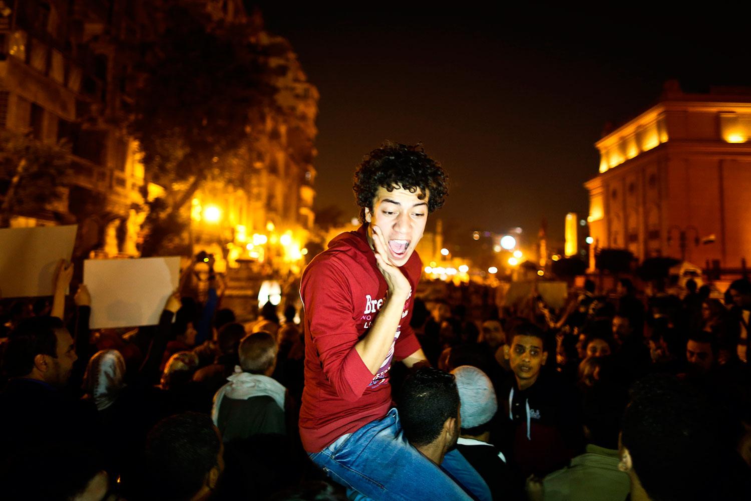 Demonstranter på Tahrir-torget.