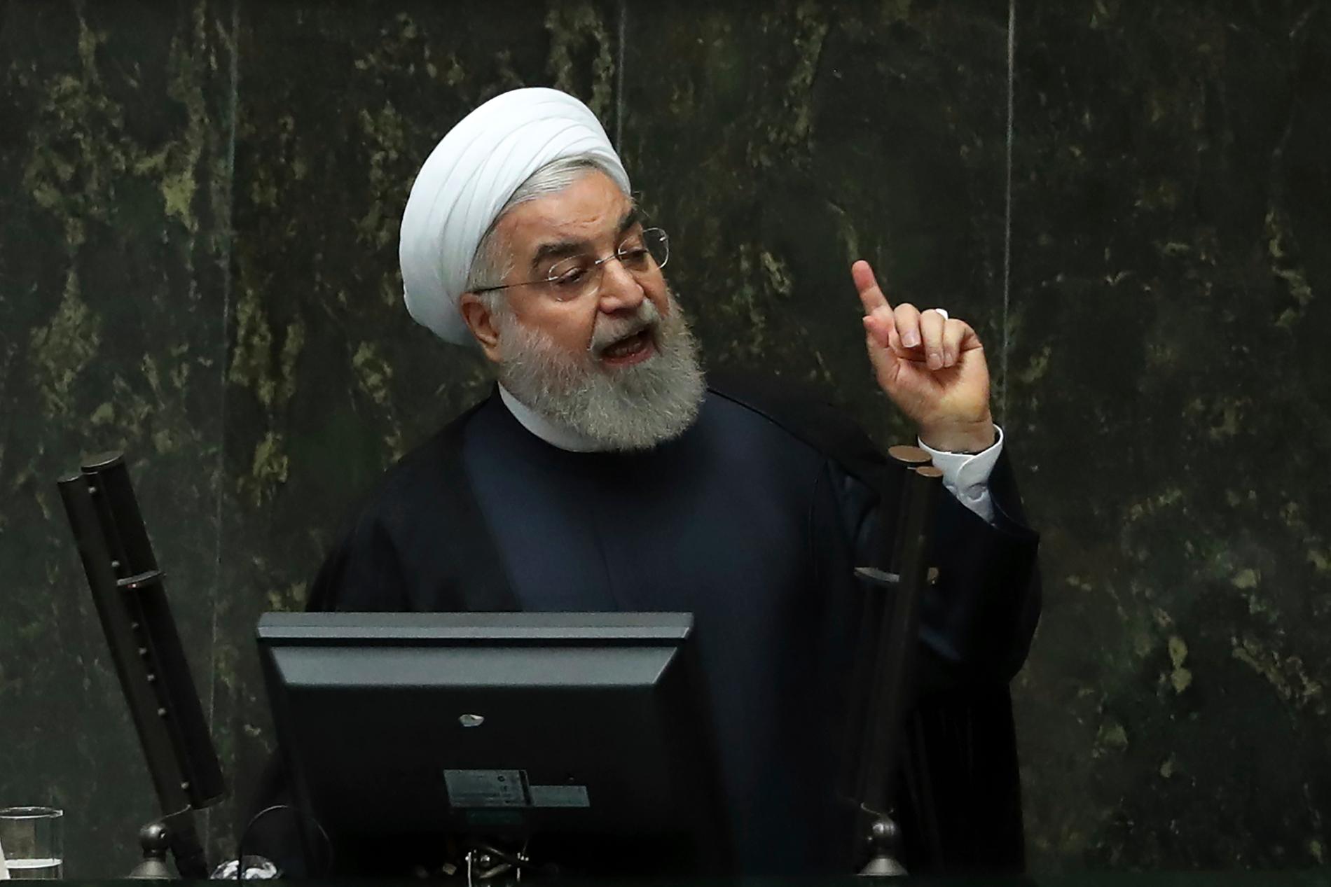 Irans president Hassan Rohani i parlamentet tidigare i veckan.